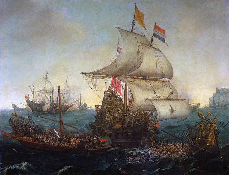 Hendrik Cornelisz. Vroom Dutch ships ramming Spanish galleys off the English coast, 3 October 1602 France oil painting art